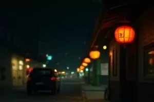 国产影片片单馆主视觉，一条通往放映厅的暖光长廊